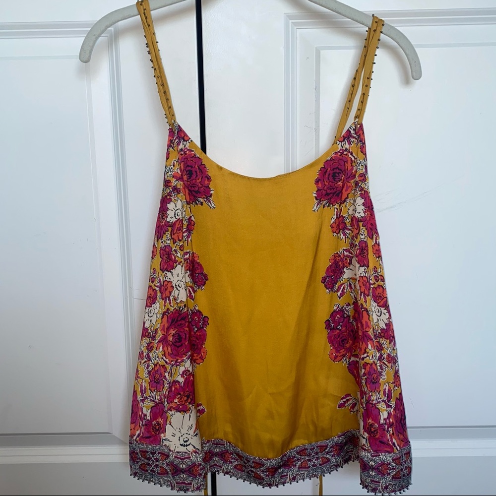 NWT Free People Gold & Floral Top - S